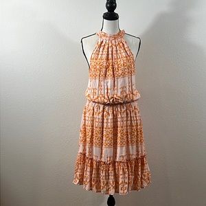 BTFBM Color Block Orange Halter Dress Size S